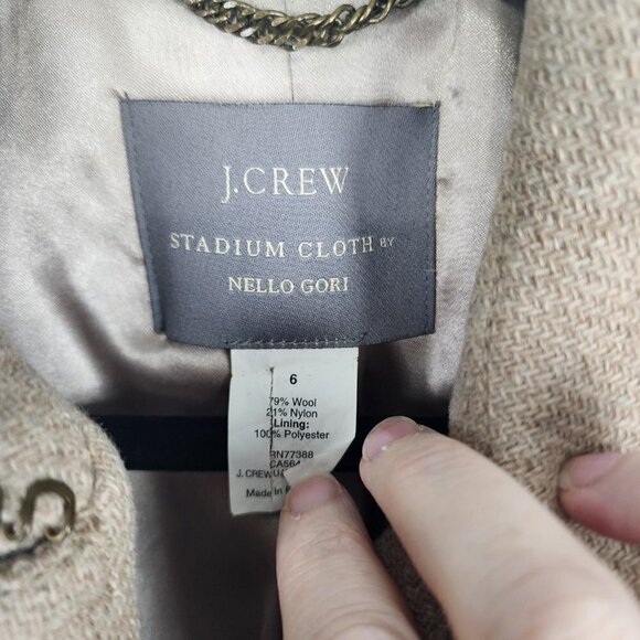 J. Crew Stadium Cloth by Nello Gori Wool Blend Double Breasted Pea Coat 6 - Picture 2 of 7